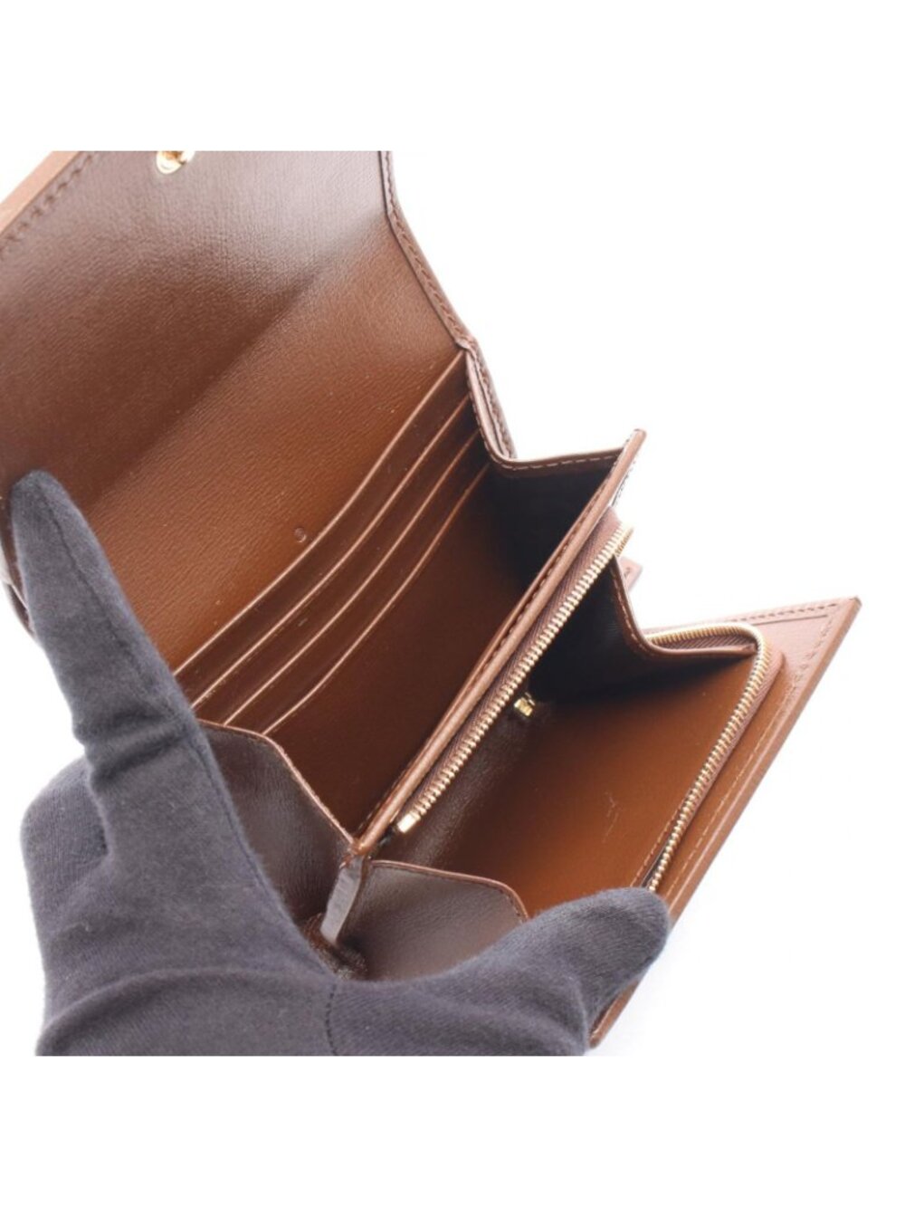 Gucci Bifold Wallet Horsebit GG Supreme Beige Brown Leather Compact - Picture 3 of 7